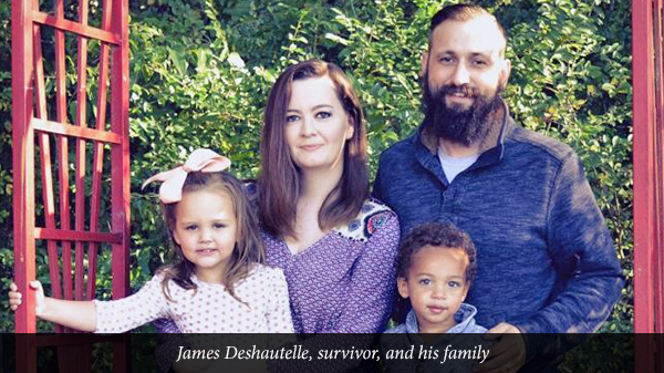 James Deshautelle, survivor, and his family