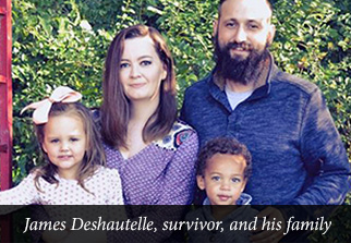 James Deshautelle, survivor, and his family