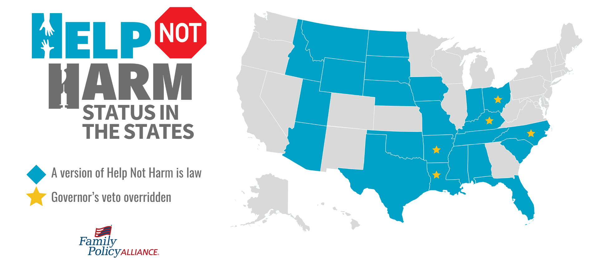 US Map of Help Not Harm States