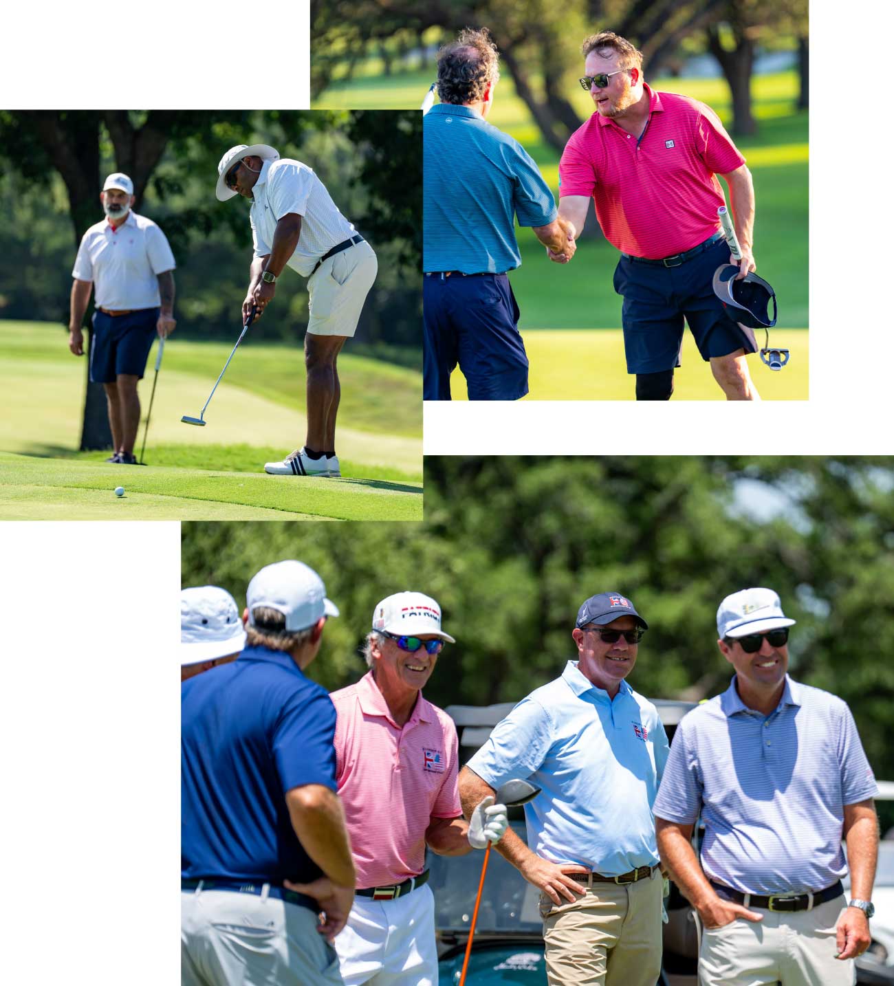 collage of various groups of golfers smiling and enjoying golfing