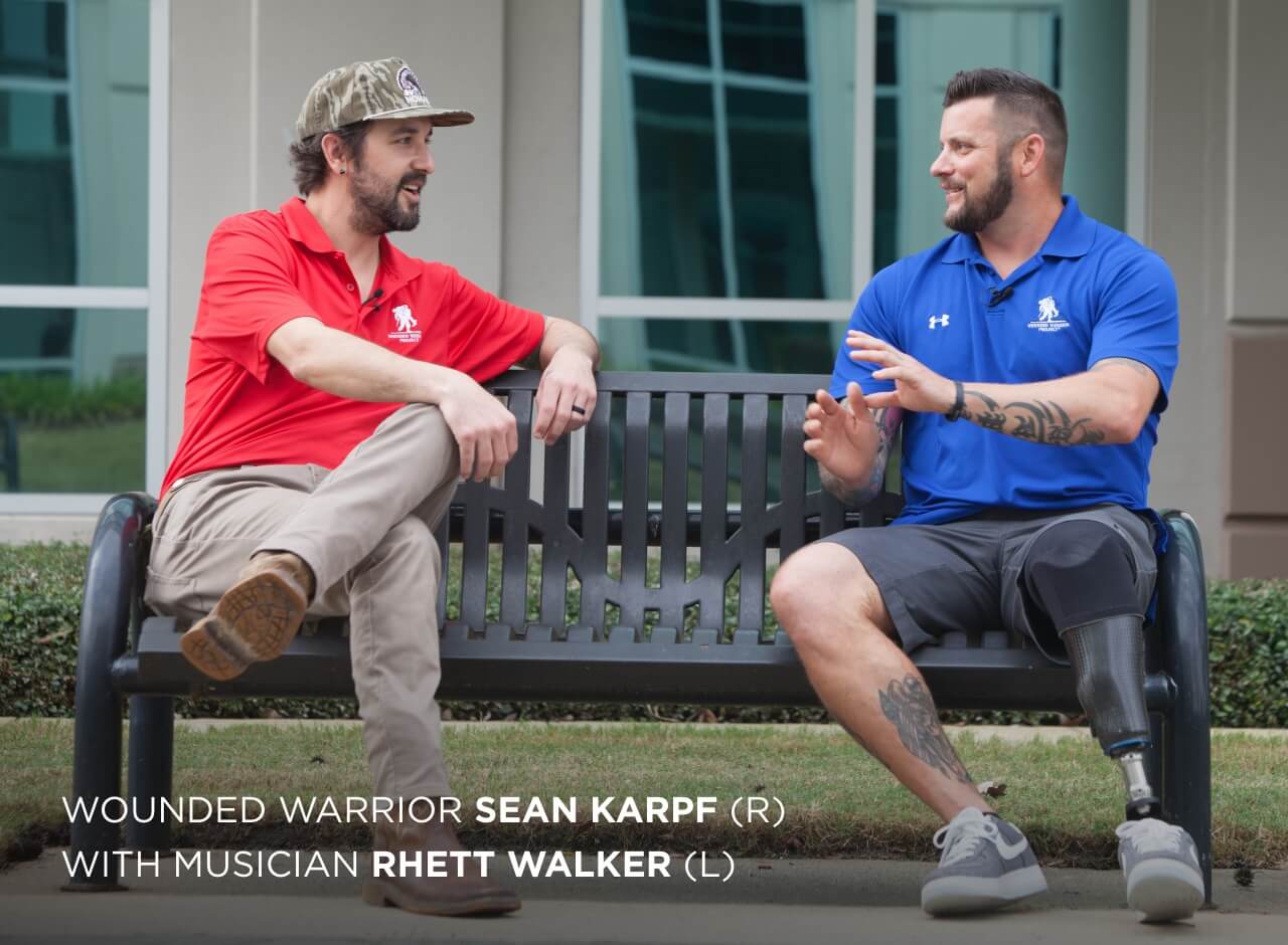 Wounded Warrior Sean Karpf with musician Rhett Walker