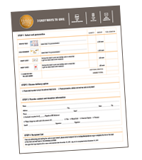 Front page of order form